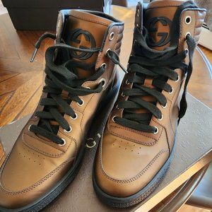 Gucci mens High top sneakers in bronze